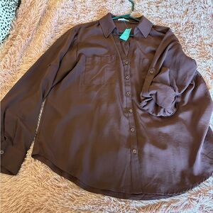 Maurices Brown Button-Up Blouse